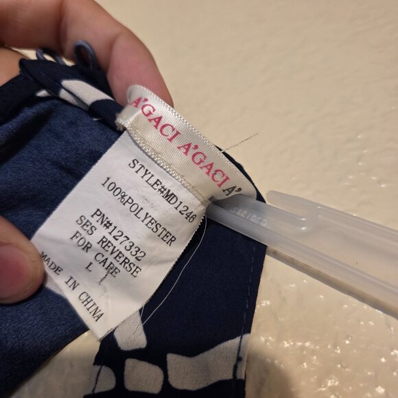 A'gaci Women's Large Long Black and White Striped Dress - Picture 2 of 12